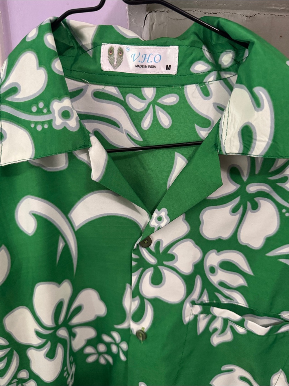Men's Green Floral Button-Down Shirt